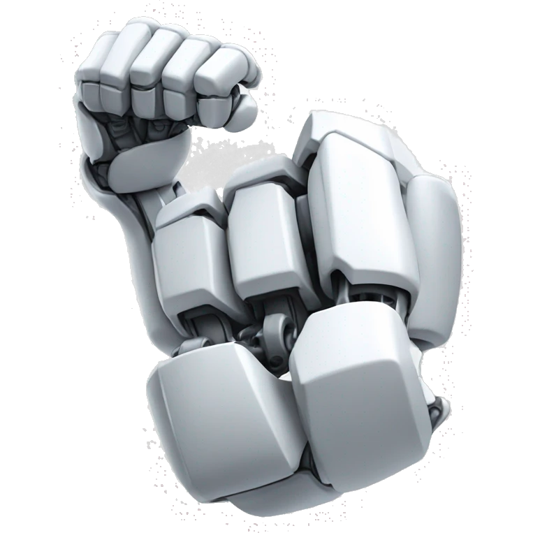 Flexing white mechanical cyborg bicep emoji