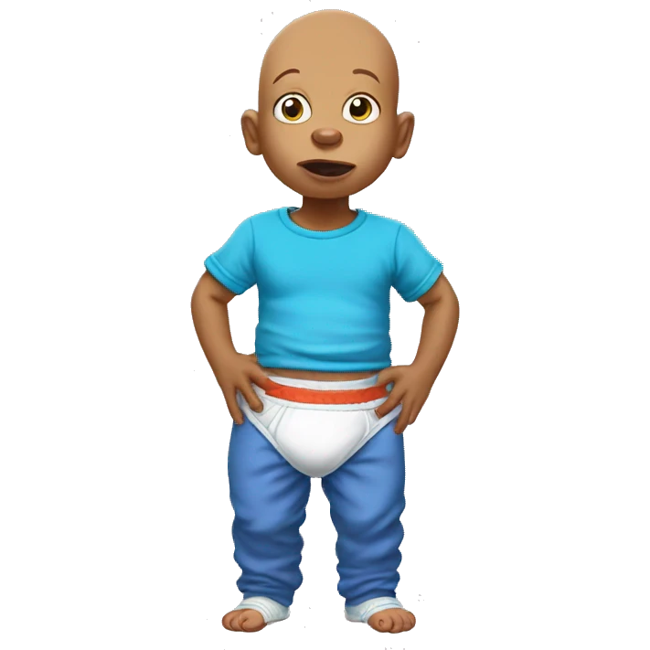 HAIRLESS BABY IN DIAPER WITH BLUE T-SHIRT, RUGRATS emoji