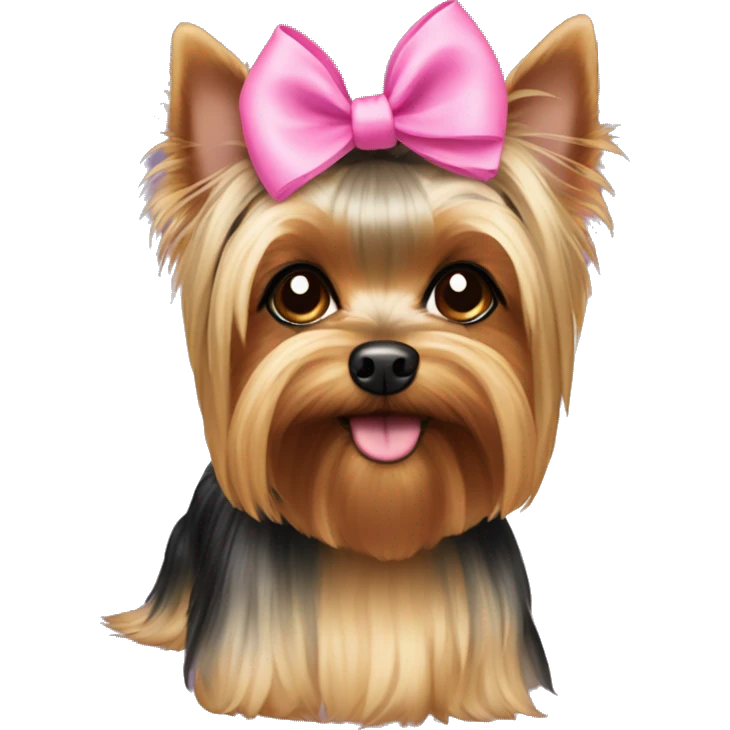 Female yorkie with a pink bow on its head emoji