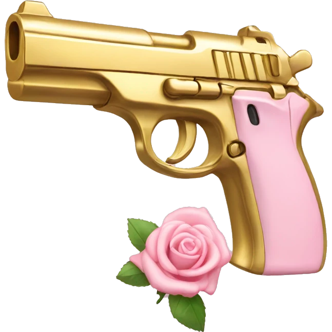 gold and light pink gun embedded rose emoji