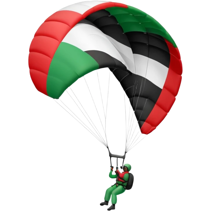 a palestinian flag with a paraglider, respect scrupulously the correct shapes and colours of the flag emoji