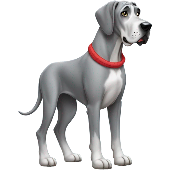 Grey great dane with human winter coat emoji