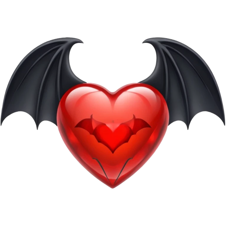 crystal red heart with black bat wings emoji