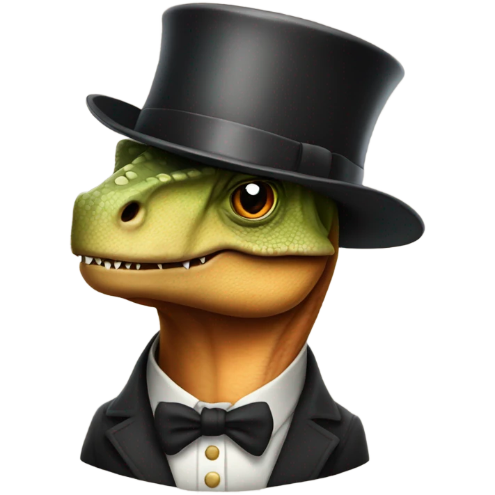 Dinosaur wearing a top hat emoji