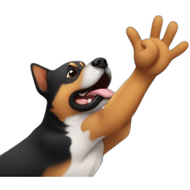 Dog doing high five emoji