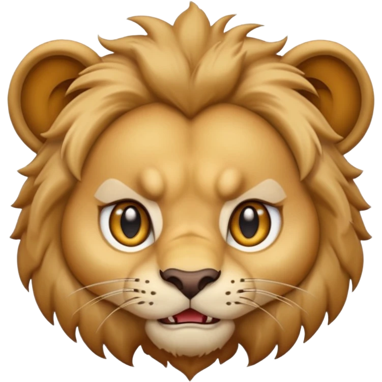 Cute small funny angry face lion emoji