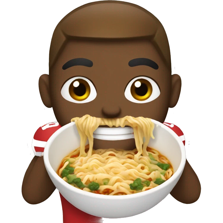 Football player eating ramen emoji