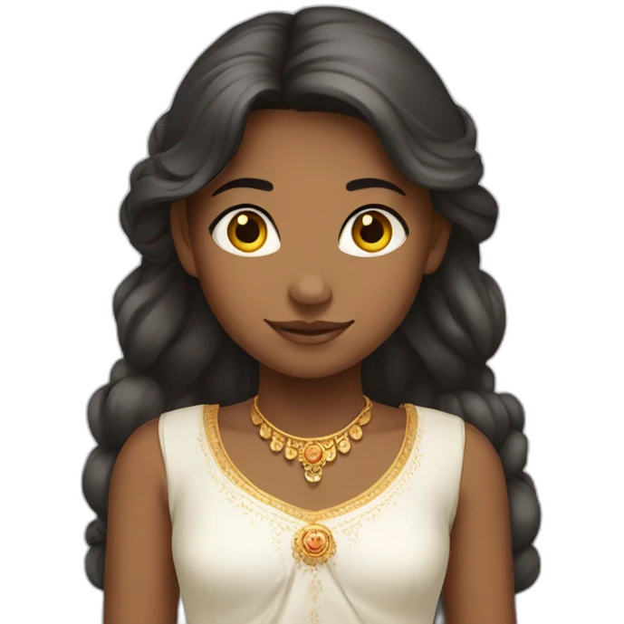 13 year old girl in Indian white dress emoji