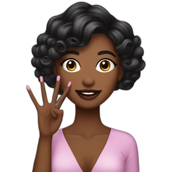 Manicurista con cabello negro pintando uñas emoji