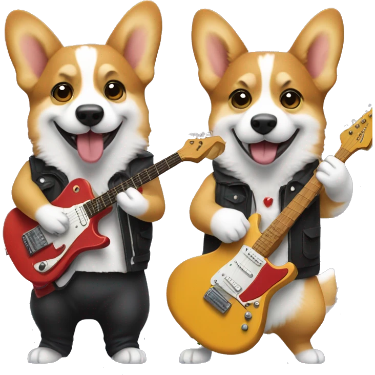 2 Corgis Playing Rock Guitars emoji
