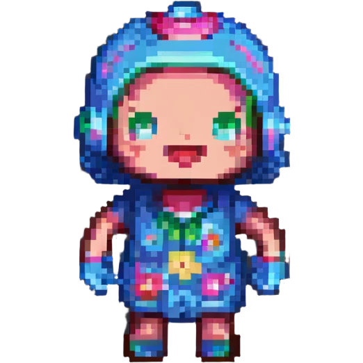 Toca Boca character, waving, bright palette emoji