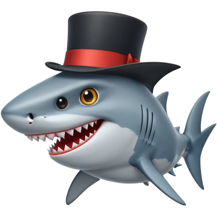Shark with a top hat emoji