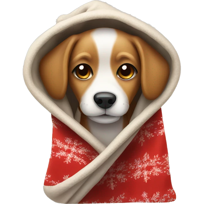 Cute christmas dog in blanket emoji