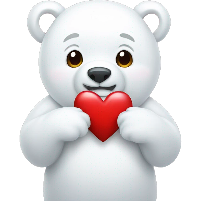 white bear holding a heart emoji