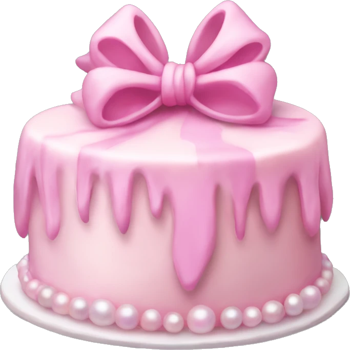 Pearl ligh pink birthday cake witch bow emoji