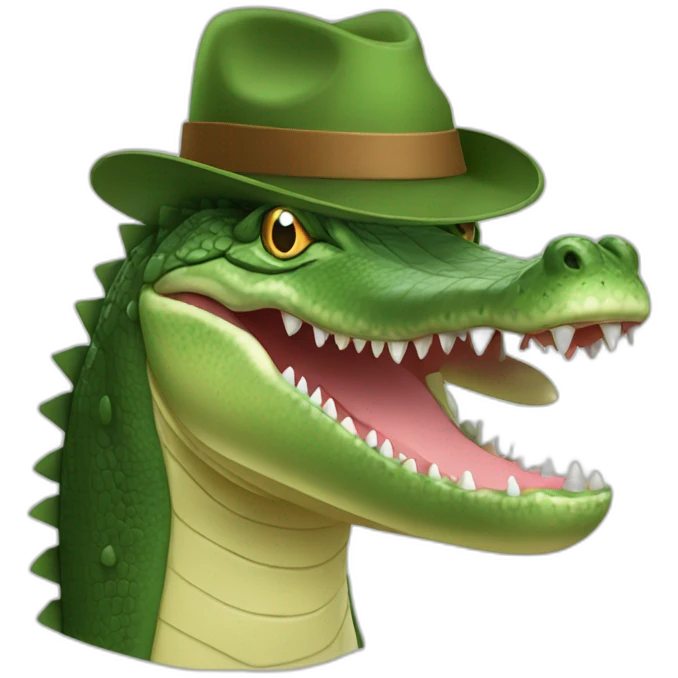 Un crocodile avec un chapeaux emoji