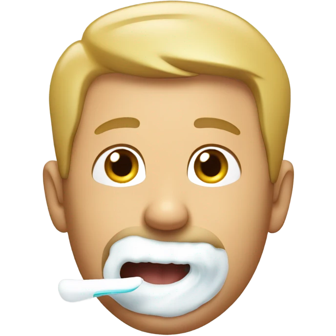 Man with white toothpaste in his mouth emoji