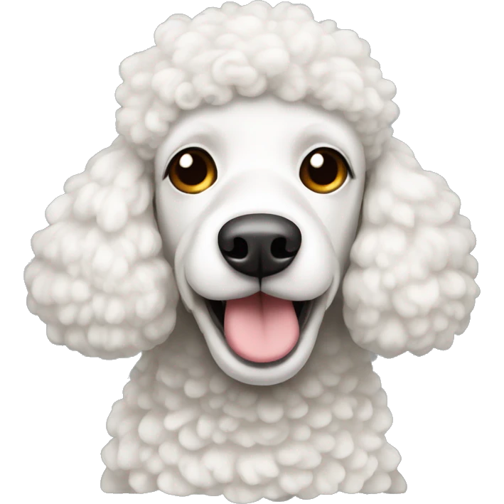 A white poodle in disguise as a sheep emoji
