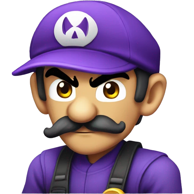 Waluigi playing video games, iOS emoji style art  emoji