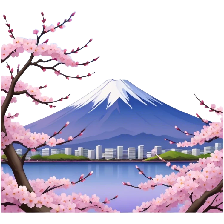 mount fuji with sakuras, no frame emoji