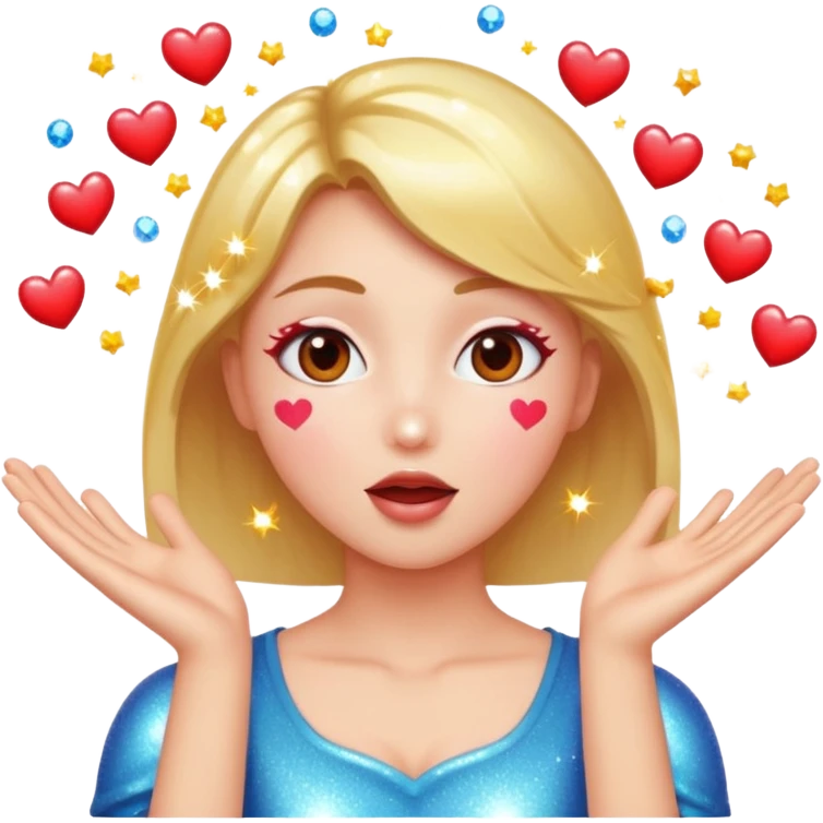 Hearts eyes with kissy face  and open arms surrounded by sparkles  emoji