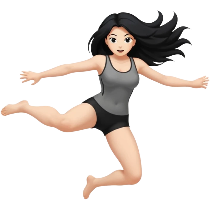 long black hair ((naked ))female big big boobs full body barefoot  ((black Thick pubic hair ))   ((Remove all clothes))  jumping kicking   emoji