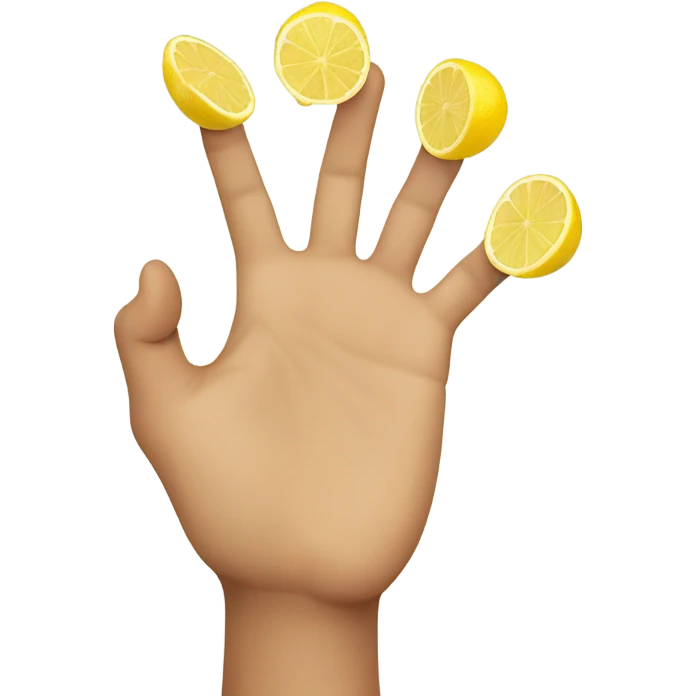 a hand (with 5 fingers) squeezing a lemon, inside his hand emoji