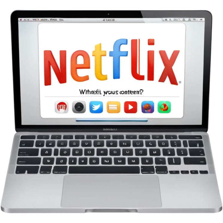 macbook with netflix on screen emoji