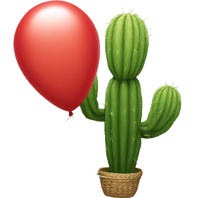 Flying Cactus tied to a red balloon emoji