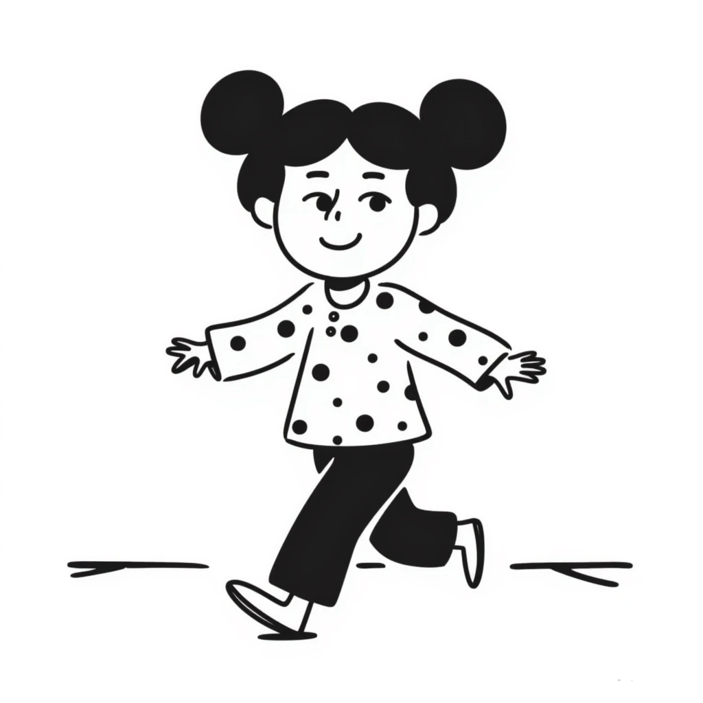 A little girl, playful and sketchy emoji