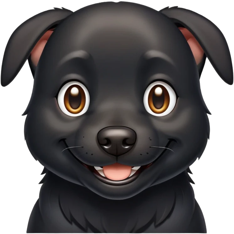 черная собака с острыми ушками и белым пятнышком на груди улыбается  emoji