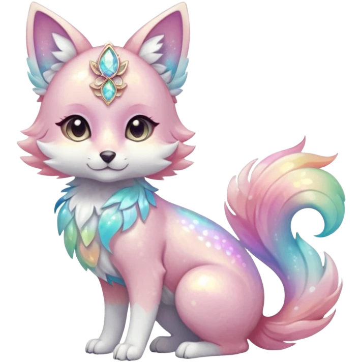 Multicolored sparkly marble Sakura shiny ethereal pastel iridescent light pale cute adorable pretty feminine elegant realistic floral exotic Falvie-Fionbri-fursona, full body emoji