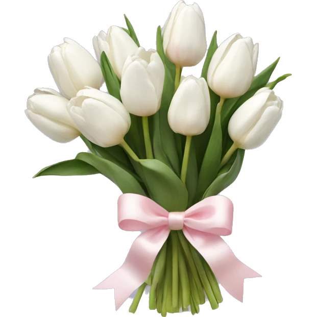 White tulips bouquet with light pink bow  emoji
