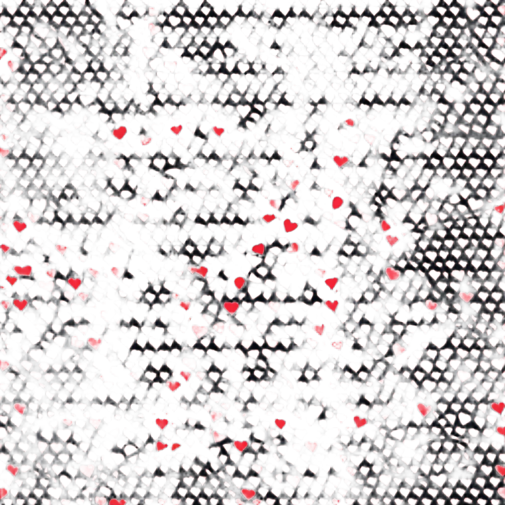 Lot of red and light red small hearts in one big heart emoji
