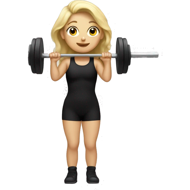 Blond girl in black bodysuit holding a barbell emoji