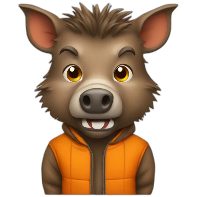 ANGRY wild boar with orange jacket emoji
