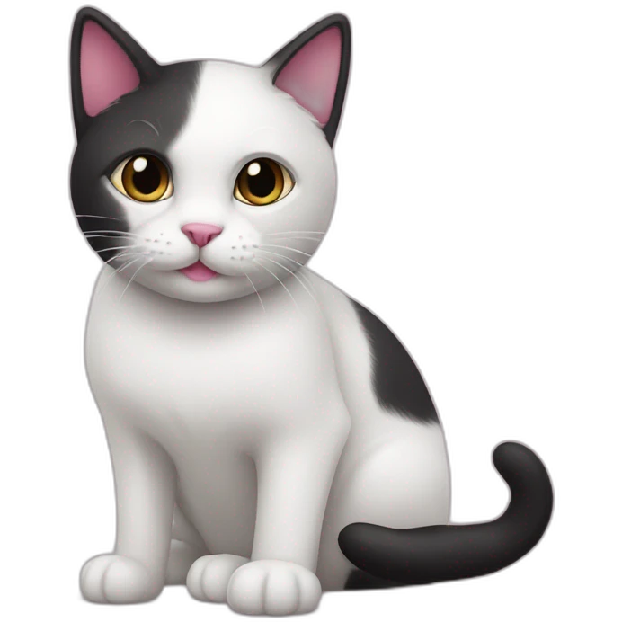 White and black cat with pink nose  emoji