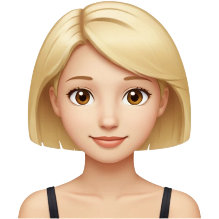 solo, 1girl, brown_eyes, blonde_hair, transparent_background, looking_at_viewer, smile, portrait, lips, bare_shoulders, closed_mouth, collarbone, short_hair emoji