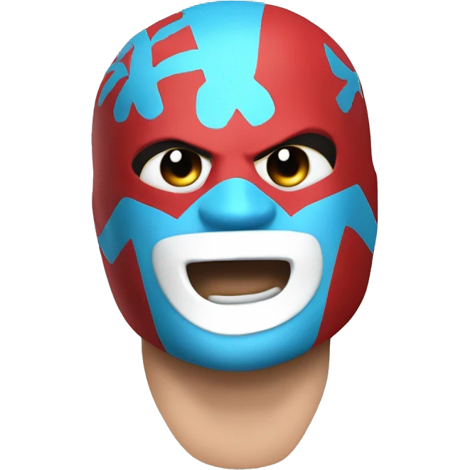 Red and powder blue lucha libre wrestler emoji