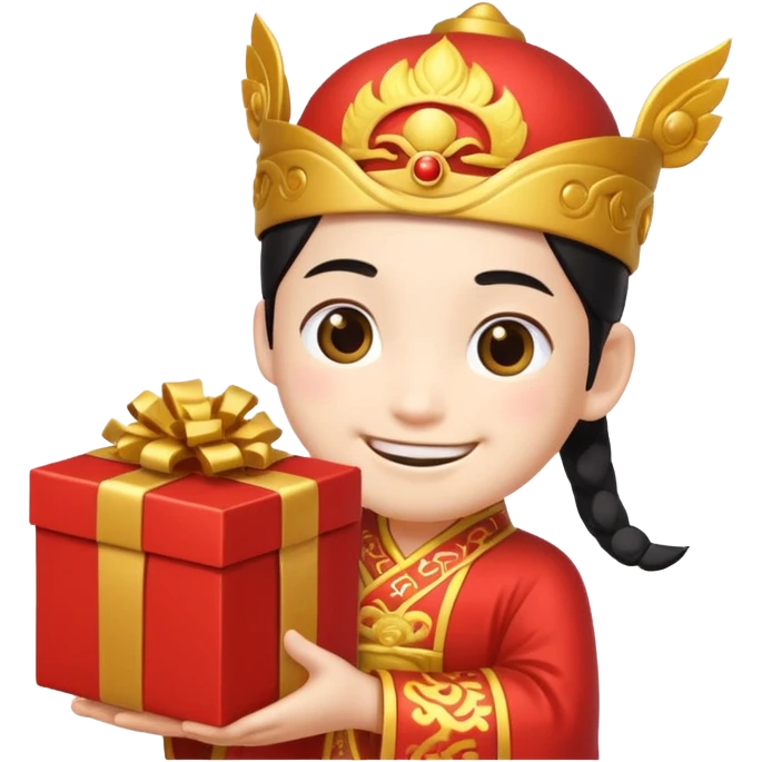 chinese god hold carton box gift emoji