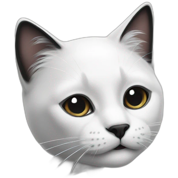 a white and black cat with smal black tings emoji