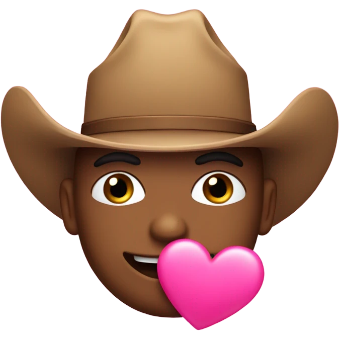 Pink emoji with heart eyes and a cowboy hat emoji