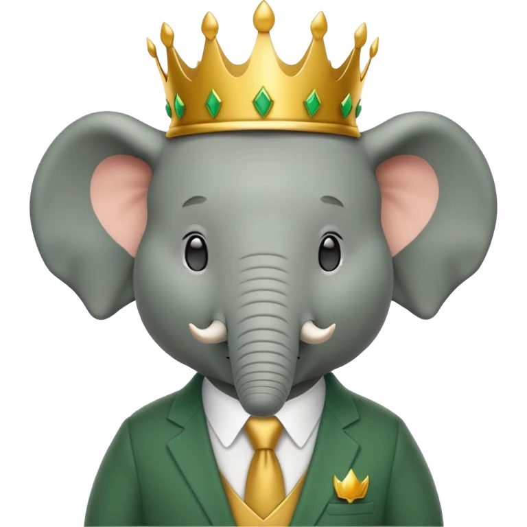Babar the elephant cartoon character with crown and green suit emoji