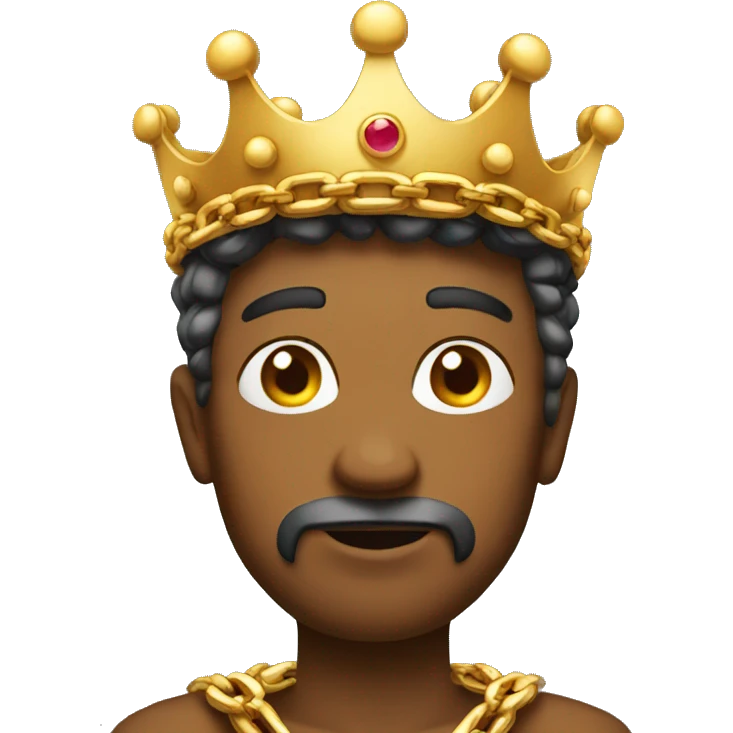 Man with crown holding chain  emoji