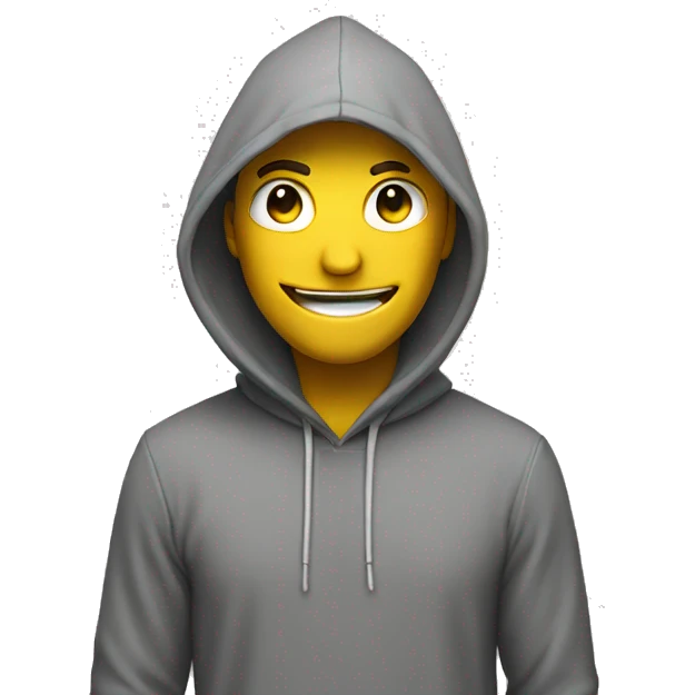Guy wearing hood with dollar sign eyes smiling  emoji