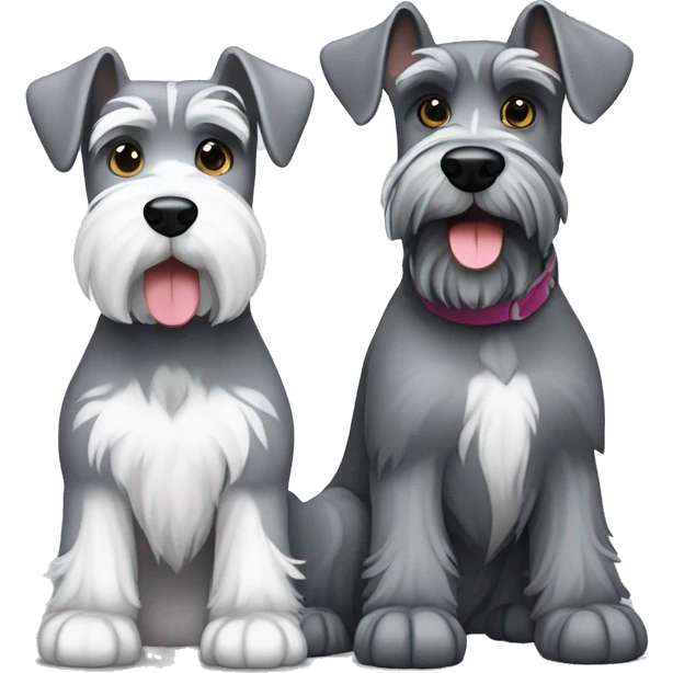 One big gray schnauzer with one small white schnauzer  emoji