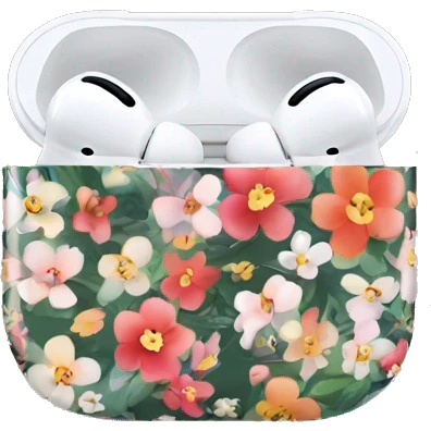 AirPods Pro in floral case emoji