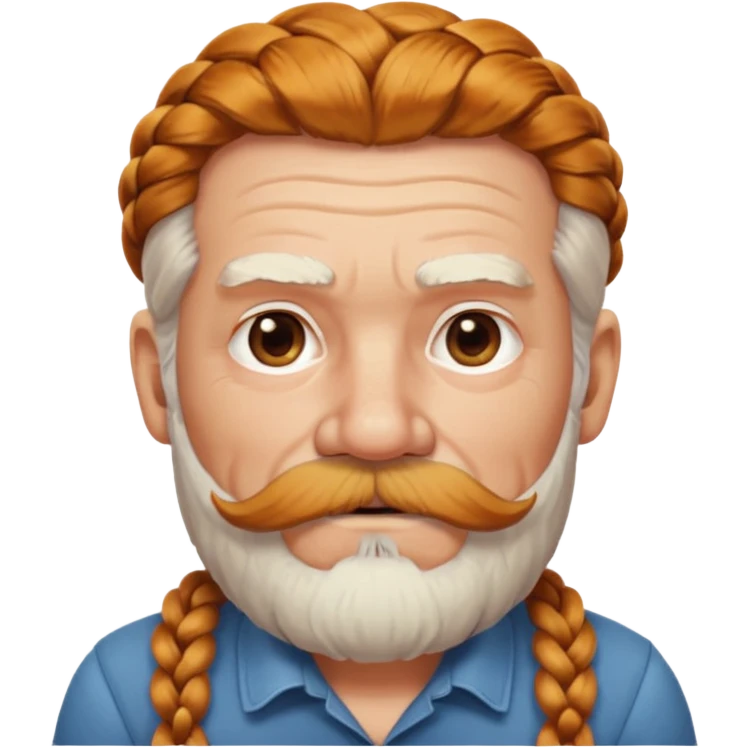 very old, white bearded and white mustached, ginger thick haired, braided, earringed emoji