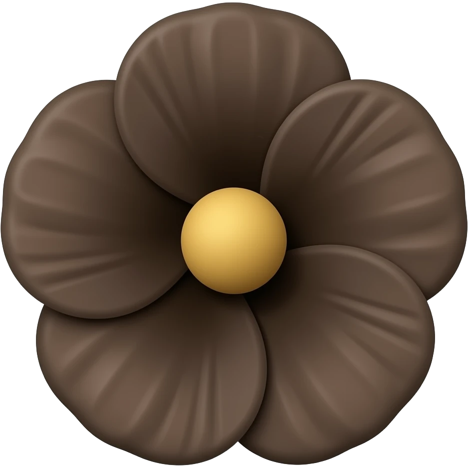 A dark brown flower with petals emoji