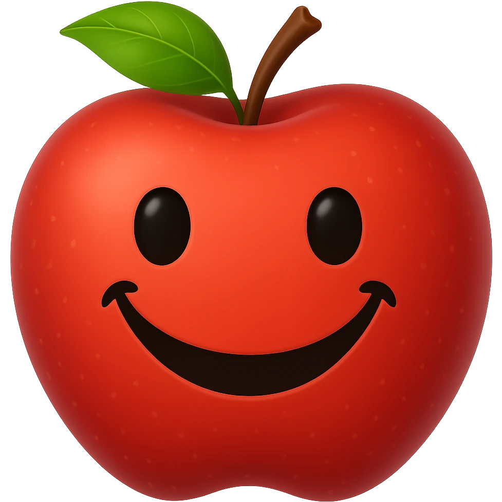 A red apple emoji with a smile emoji
